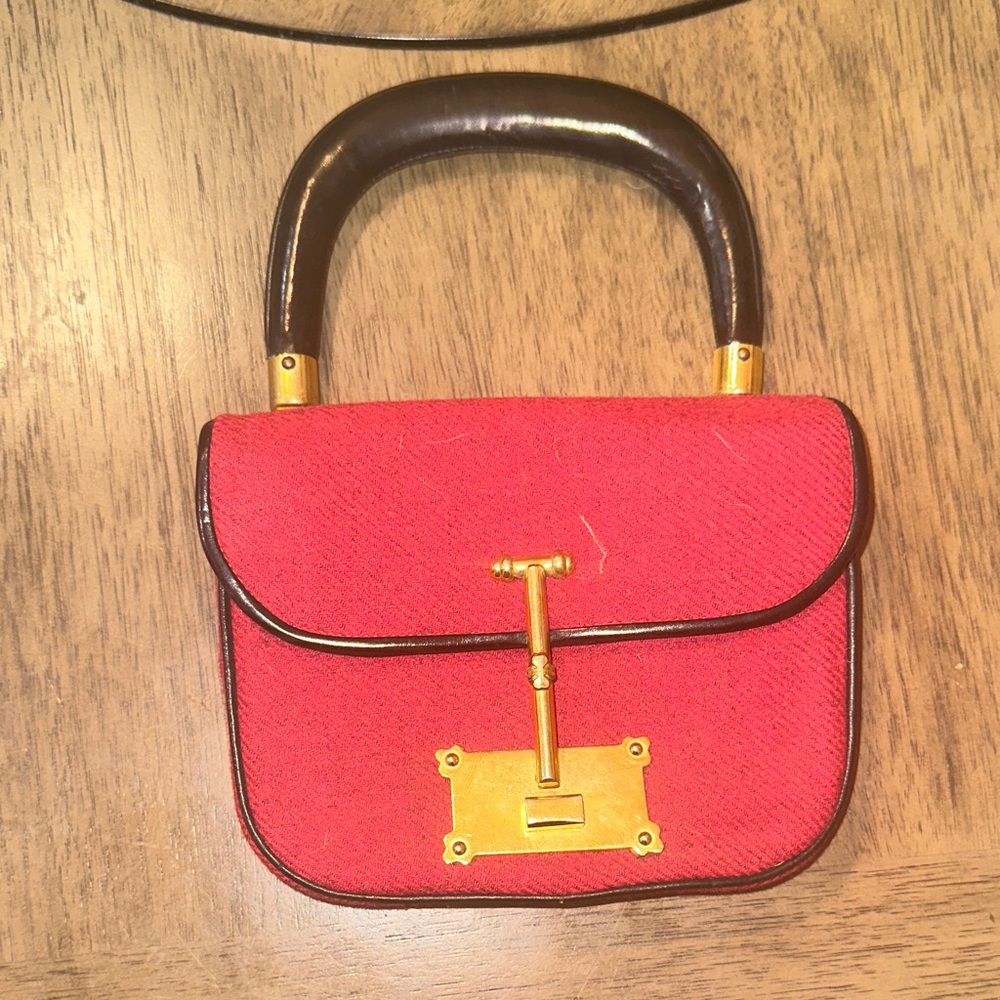 Chic Red Mini Bag with Gold Detailing